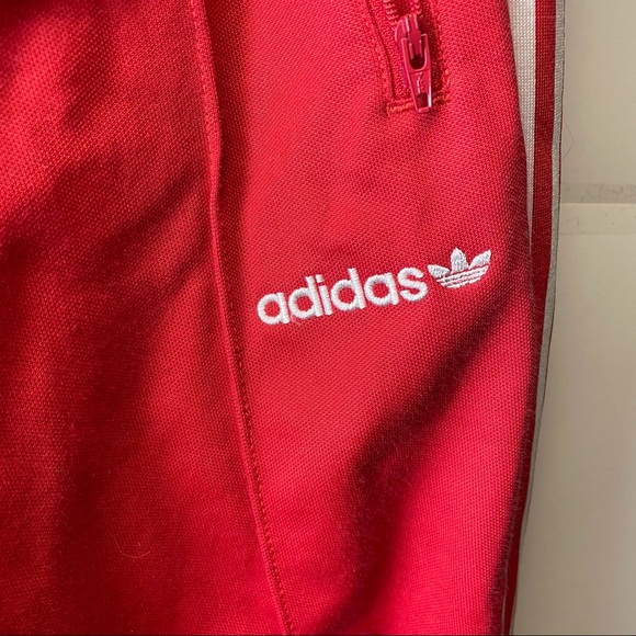Adidas RED PIN STRIPE SWEATPANTS SIZE SMALL Y2K - Picture 5 of 5
